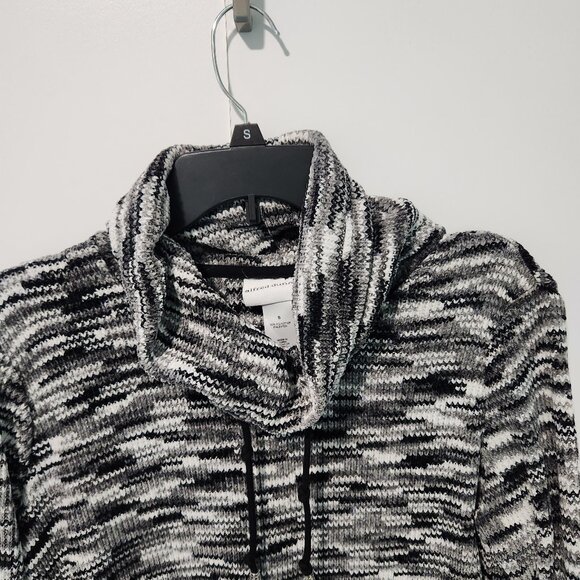 Alfred Dunner Black White Gray Long Sleeve Cowl Neck Pullover Sweater Small - Picture 3 of 7